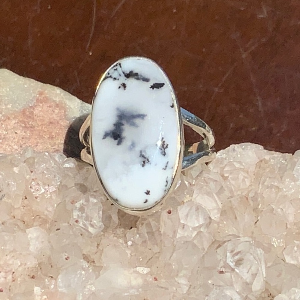 DENDRITIC OPL 925 STERLING SILVER RING, SIZE 6.75